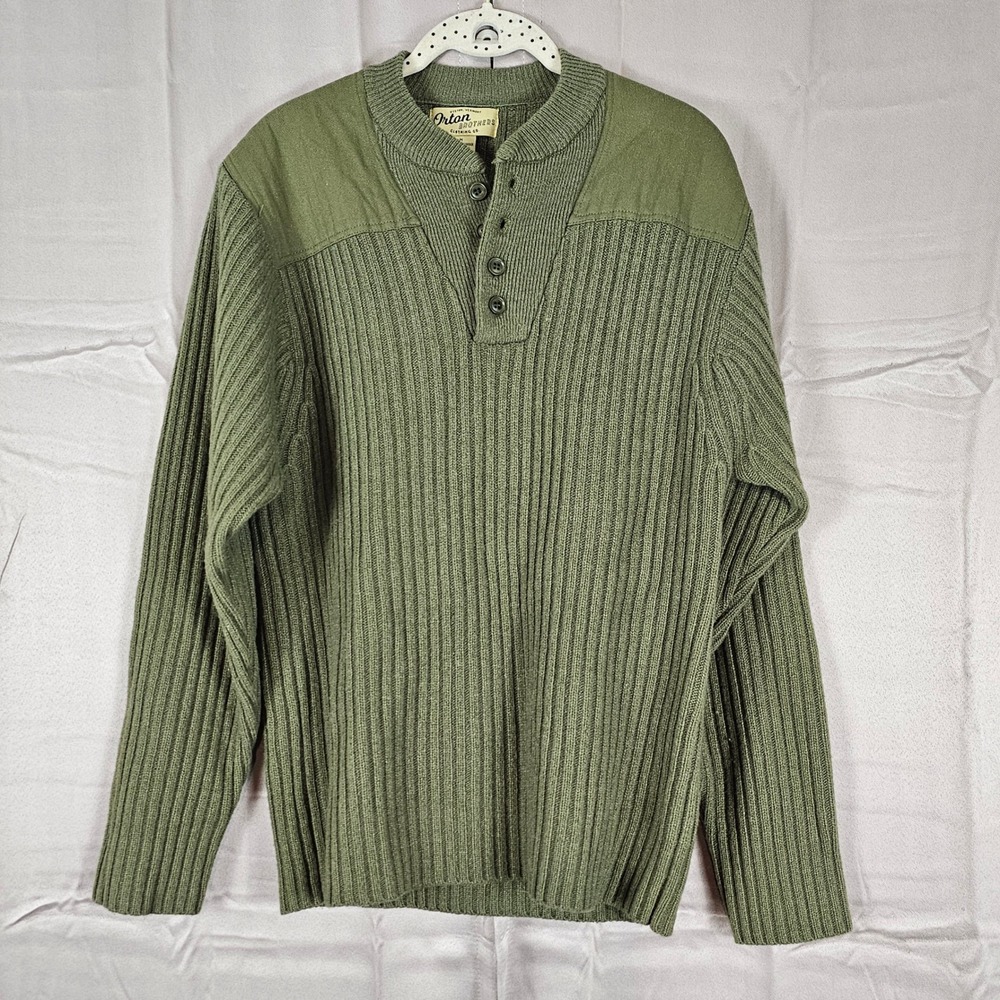 Orton Brothers Mens Army Green Lambswool Sweater Medium